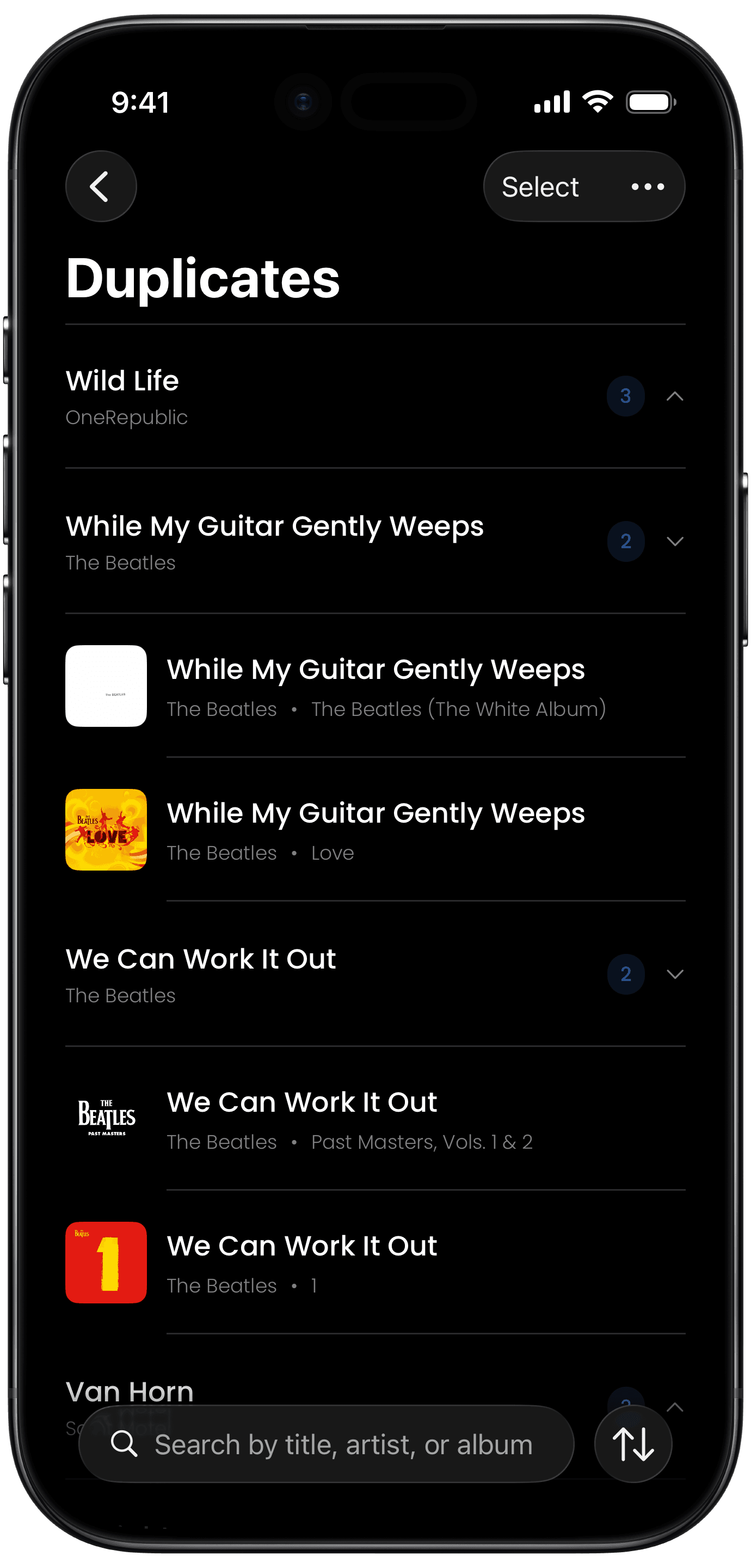 Duplicates feature screenshot