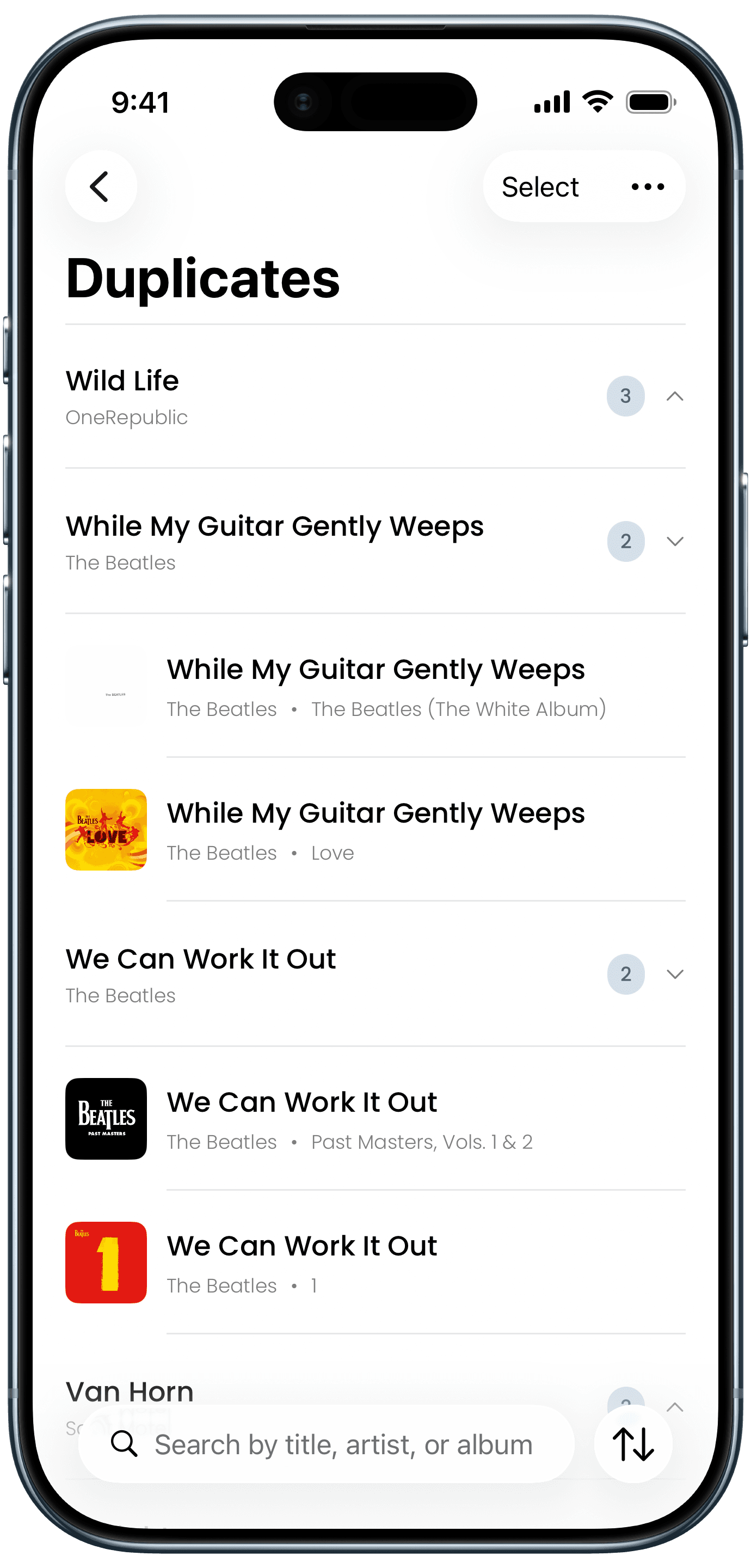 Duplicates feature screenshot