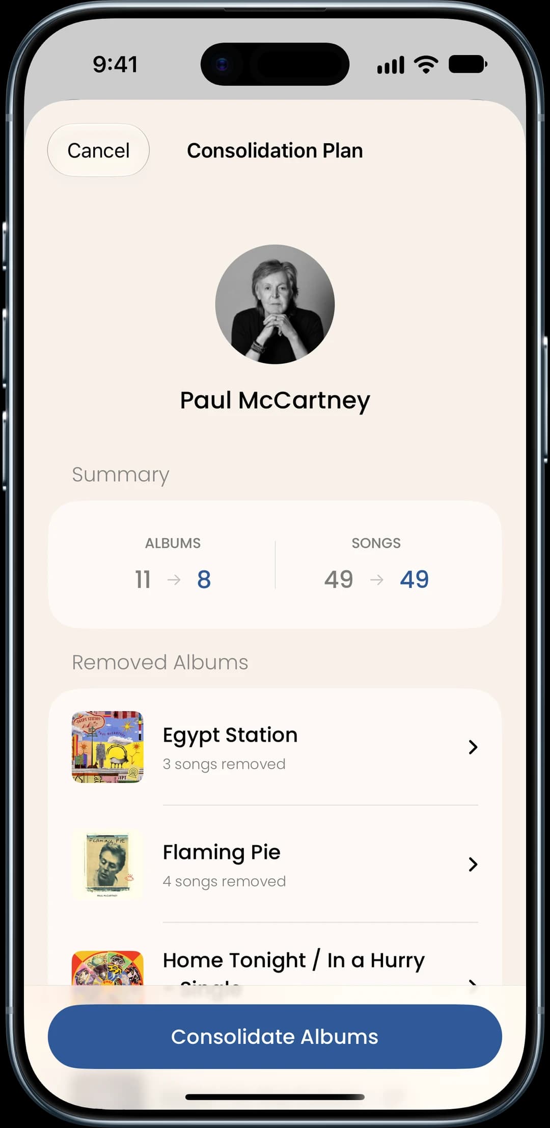 Split Albums feature screenshot