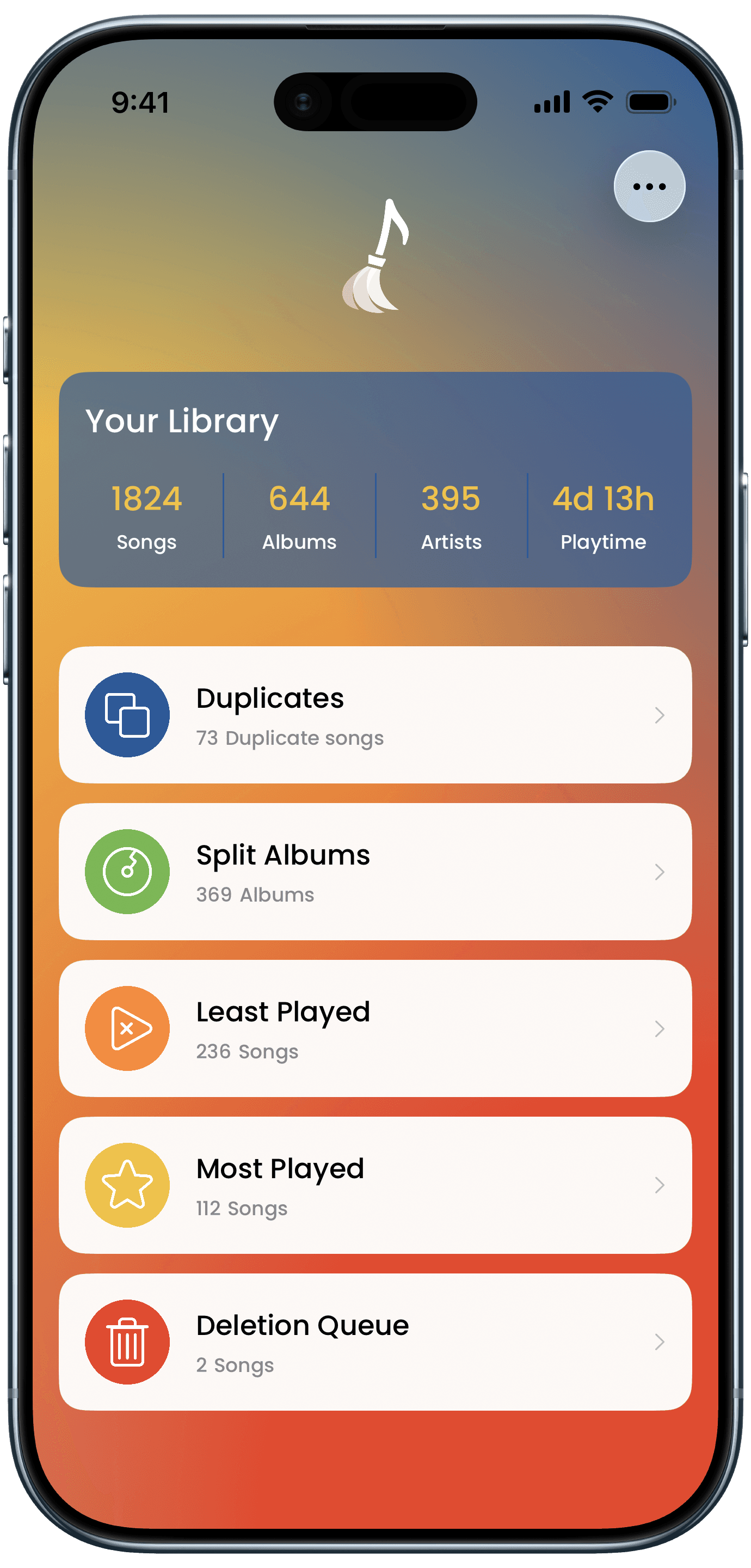 Song Sweeper app home screen