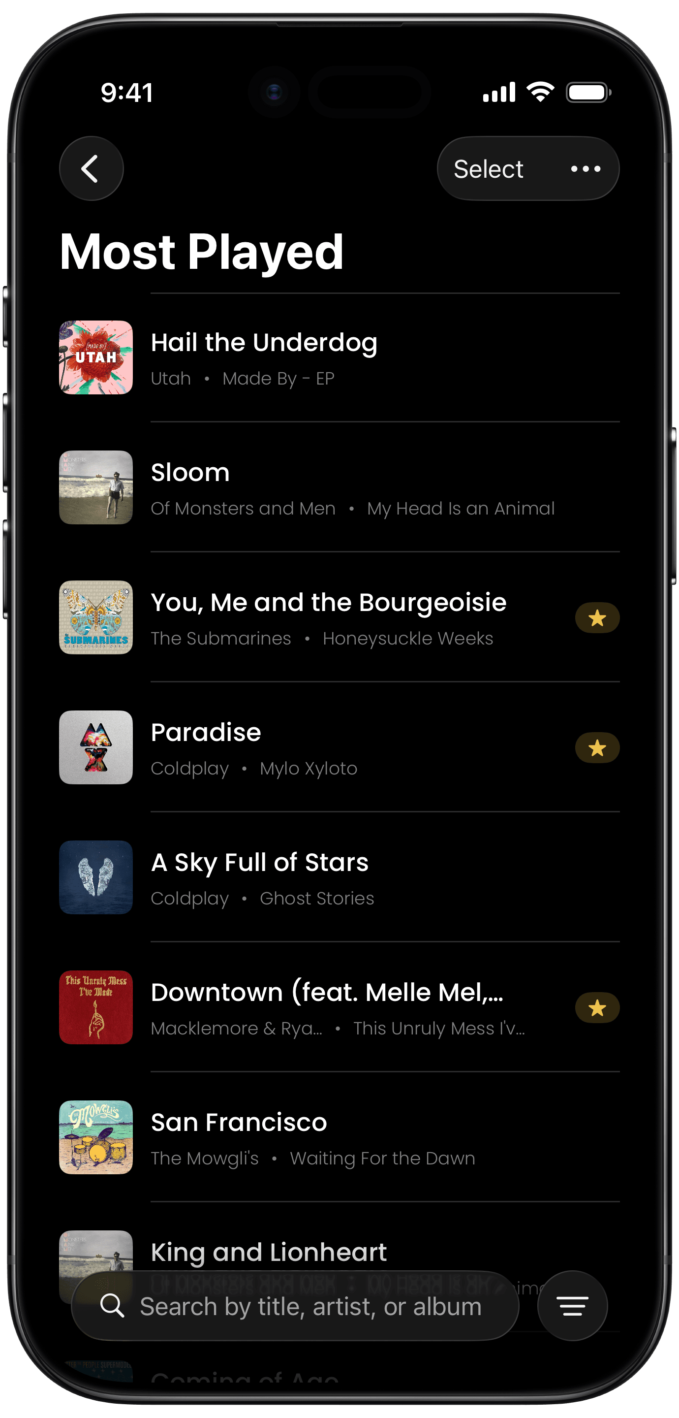 Most Played feature screenshot