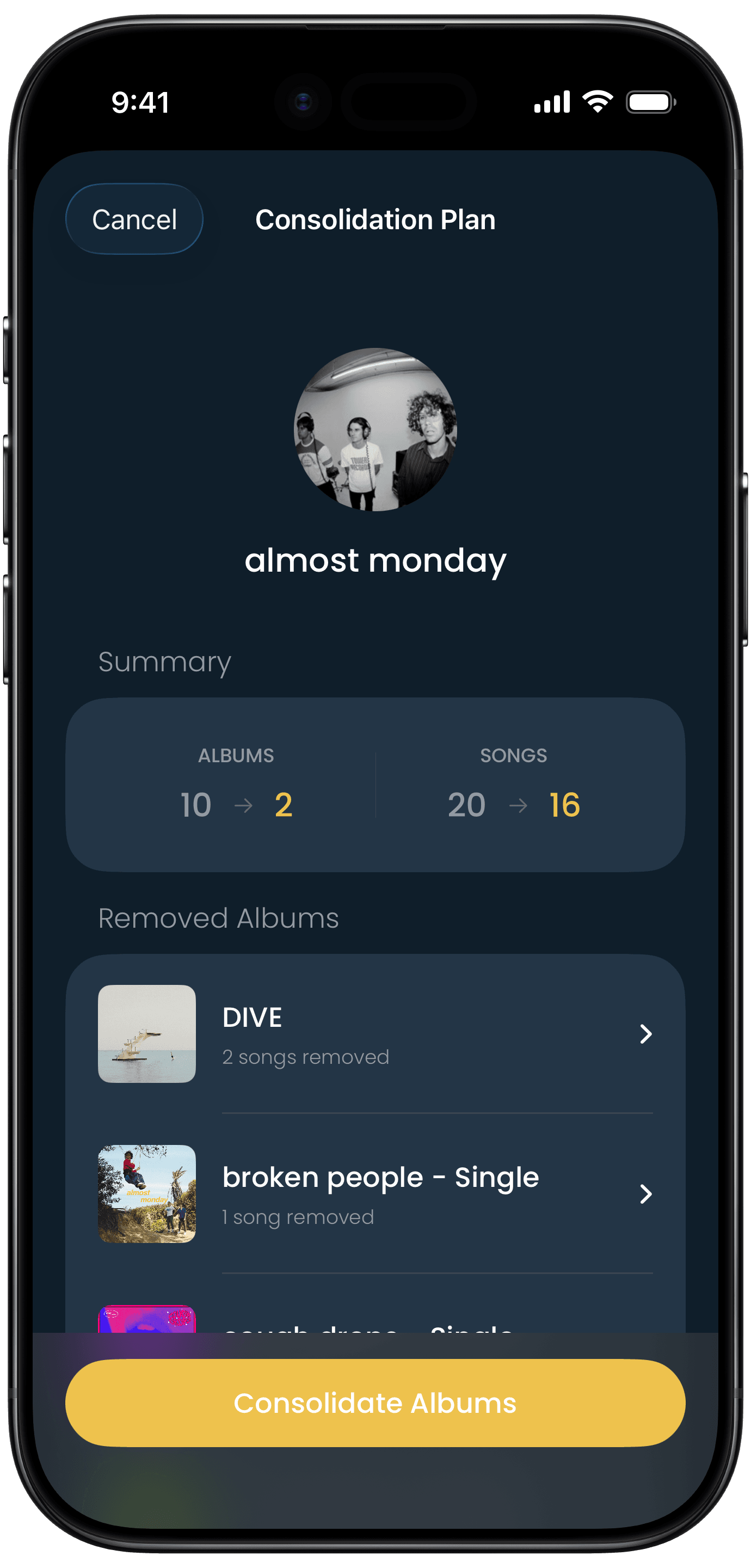 Split Albums feature screenshot