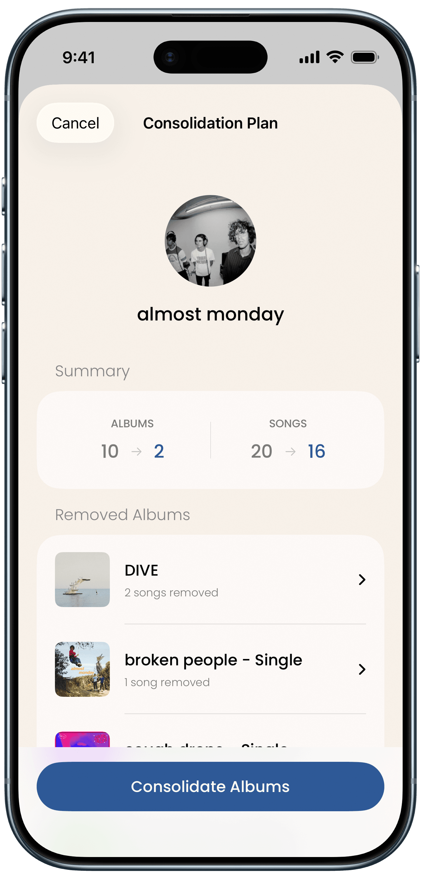 Split Albums feature screenshot